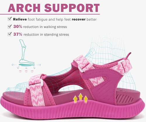 Image of KuaiLu Womens Orthopedic Walking Sandals with Comfortable Arch Support Plantar Fasciitis Relief Summer Outdoor Hiking Sport Recovery Adjustable Strap Athletic Chunky Cushion Shoes