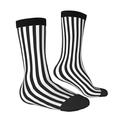 Black & White Stripe Print Crew Socks Unisex Socks Tall,Thick Long Socks Everyday Contrasting Colored Socks3