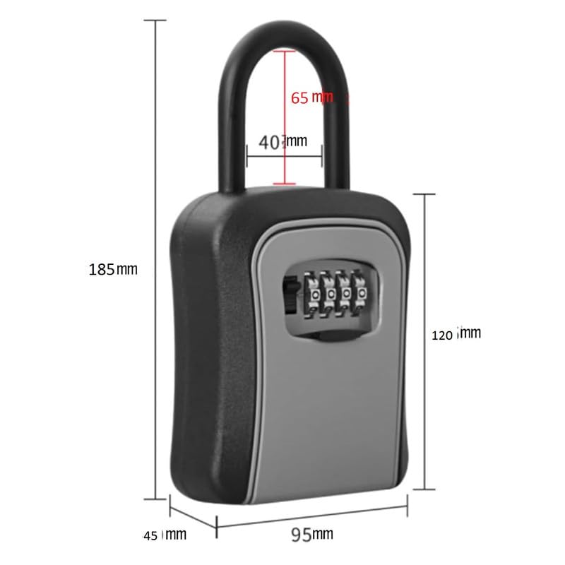 Image of Heavy-Duty Combination Key Lock Box for Secure Key Storage by HEBEZON - Wall Mounted, Weather-Resistant