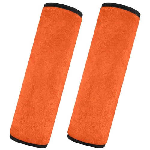 Foiosoh Juego de 2 almohadillas suaves para cinturón de seguridad de coche, fundas suaves para correa de hombro, mochila, correa de hombro, accesorios de coche para mujeres, hombres, niños, M, naranja