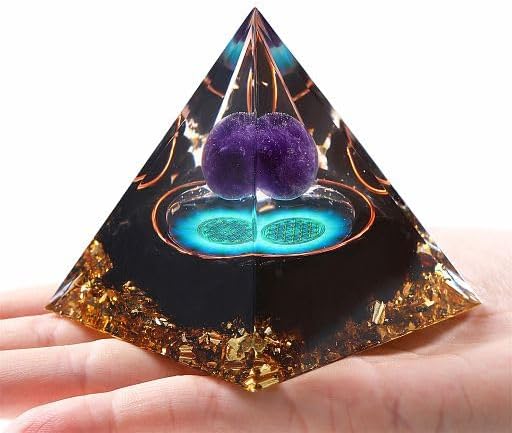 Miniatura 2 de YATOJUZI Cristales de pirámide de orgón de 2.4 pulgadas, amatista, obsidiana, chakras, reiki, piedras preciosas de orgonita para energía positiva,
