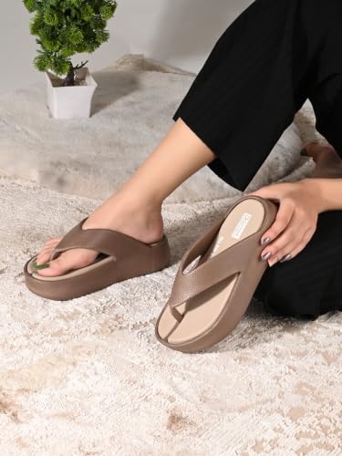 Image of DOCTOR HEALTH SUPER SOFT Women's Orthopedic Soft Platform Slippers | Ultra-Cushioned Shock Absorbing Footbed | Lightweight Anti-Skid Everyday Wear Comfort Flip Flops for All-Day Support