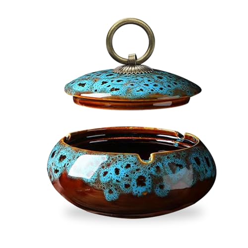 Cendrier Céramique avec Couvercle (Bleu)