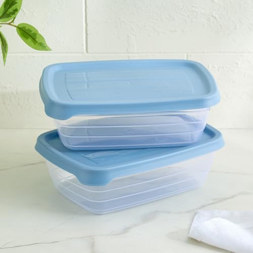 Image of Home Centre |Euphoria Valiant Set of 2 Polypropylene Containers - 600ml|Food Storage|Storage and Containers|Containers and Jars|Blue