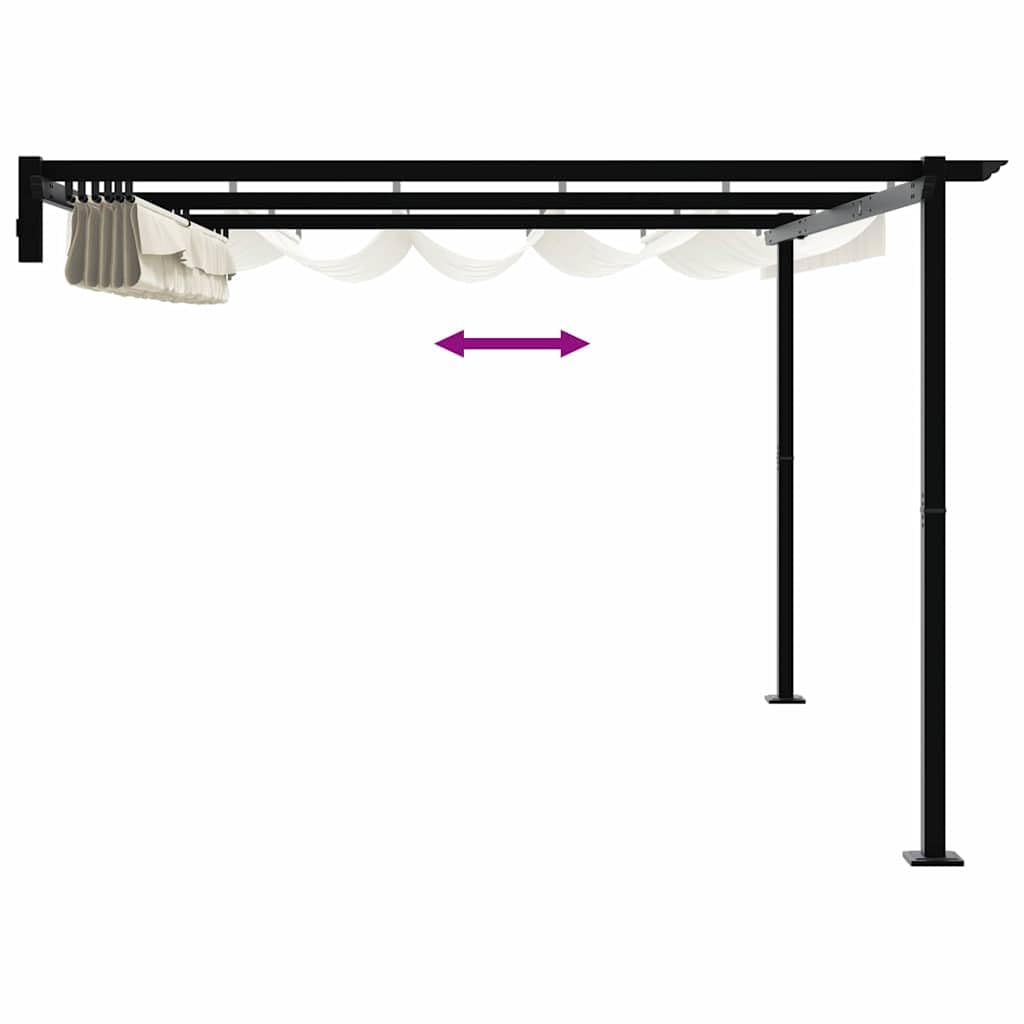 Pawilon ogrodowy, kremowy, 400 x 300 x 200 cm, poliester ze stalową ramą, składany pawilon na taras, balkon, kemping, imprezę w ogrodzie, wesele, grillowanie, festiwal, stoisko targowe