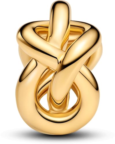 PANDORA Moments 793755C01 Breloque nœud infini en argent sterling plaqué or 14 carats Compatible avec les bracelets Moments, 13,3x12,5x7,7 mm, Argent sterling, Pas de gemme