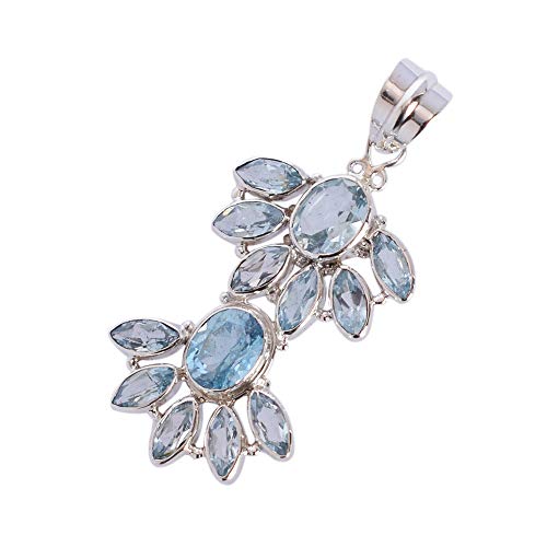 Bijoux topaze bleue pendentif argent 925 fait main