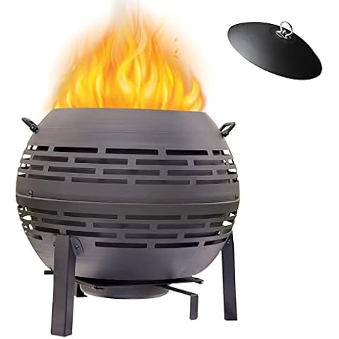 22 Inch Low Smoke Fire Pit -Unique Metal Firepits for Camping or Backyard Deck Cover