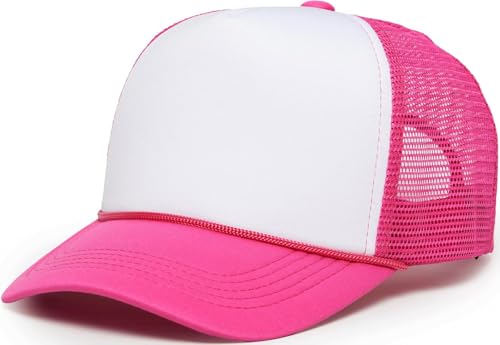 Image of Funky Junque Foam Trucker Hat, Trucker Hats for Women & Men - Blank Adjustable Snapback Mesh Back Baseball Cap