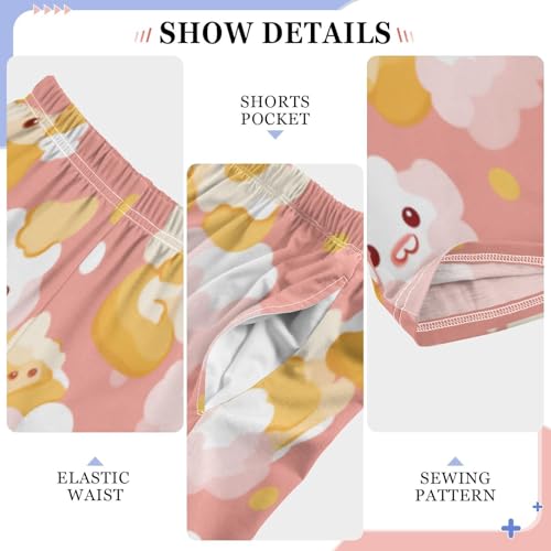 visesunny Boys' Pants Pink and Yellow Popcorn Jogger Pants Elastic Waist Long Bottoms Trousers with Pockets 6