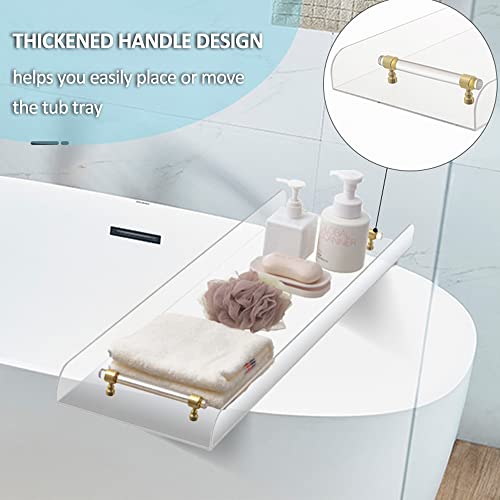 Nynelly Clear Bathtub Caddy Tray 31" Acrylic Bathtub Tray Bath Caddy Tray For Bathtub With Gold Handles, Bathtub Trays For Luxury Bath, Table Caddy Tray Shelf For Shower, Bathroom Accessories #TOP3