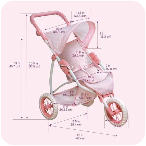 Badger Basket Three Wheel Doll Jogging Stroller (fits American Girl dolls)