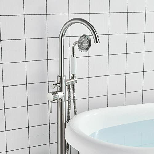 Mitigeur de baignoire sur pied colonne de douche nickel brossé
