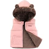AIWUHE Toddler Winter Coat Boys Girl Hooded Puffer Vest Warm Lightweight Snow Vest Jacket Padded Kids Fleece Vest Sleeveless Fall Outerwear Pink 100 2-3T