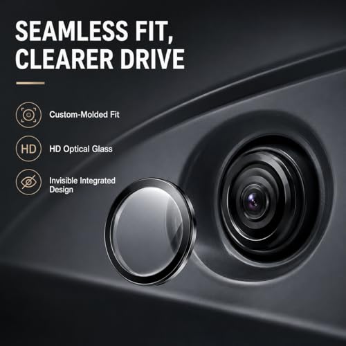 Image of Car Camera Lens Protector Cover, 2 Pack 9H Acrylic Guard with 3M Adhesive, Waterproof Anti Scratch Anti Fog Ring for Reverse Side 360 Parking Cameras