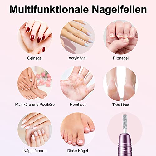 COSLUS C20 Kabellos Tragbar Elektrische Nagelfräser, 11 in 1 Profi Maniküre und Pediküreset, Elektrische Nagelfeile für Gelnägel und Acrylnägel, Nagelformen, Polieren, Entfernen von Hornhaut