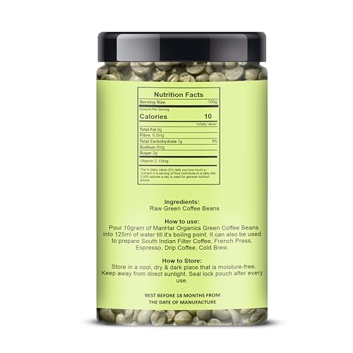 Image of Colombian Green Coffee Beans 475g Jar | Unroasted Green Coffee Beans | Whole Coffee Beans for Brewing & Roasting