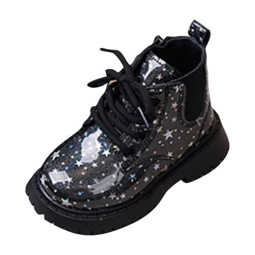 IWIHMIV Girls Winter Boots Kids Short Boots with Zipper Non Slip Casual Warm Lace Up Dress Ankle Booties