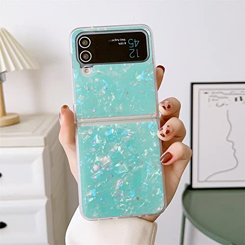 Coque de téléphone en marbre pour Samsung Galaxy Z Flip 4 3 housse verte antichoc premium