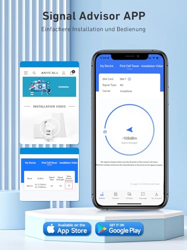 ANYCALL Mobilfunk Verstärker für Haus und Büro, Handy Signalverstärker für Band 3/20, 4G LTE GSM Repeater mit hoher Verstärkung, Empfangsverstärker Mobilfunk für Vodafone O2 Telekom T-Mobile E-Plus