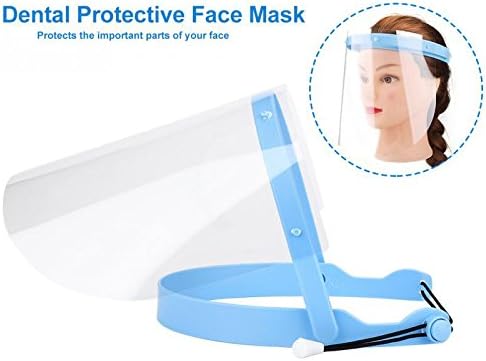 Dental protective guard Anti-fog Adjustable Full Face Shield with 10 Plastic Protective Film (Blue)