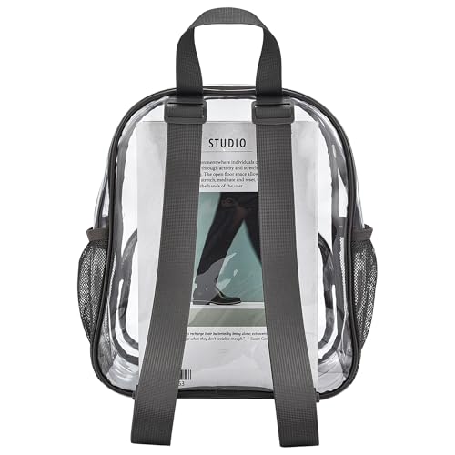 Image of Busiuw Clear Backpack for Stadium Events 12x12x6 with Front Pocket for Concert Sport Fashion Women Backpack Events Work Travel(Charcoal Gray)