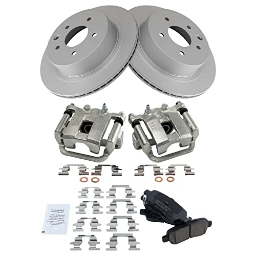 Image of TRQ Rear Brake Pad and Rotor Set Ceramic Vented Coated Rotors Calipers | For 2008-2013 Nissan Rogue 2014-2015 Rogue Select
