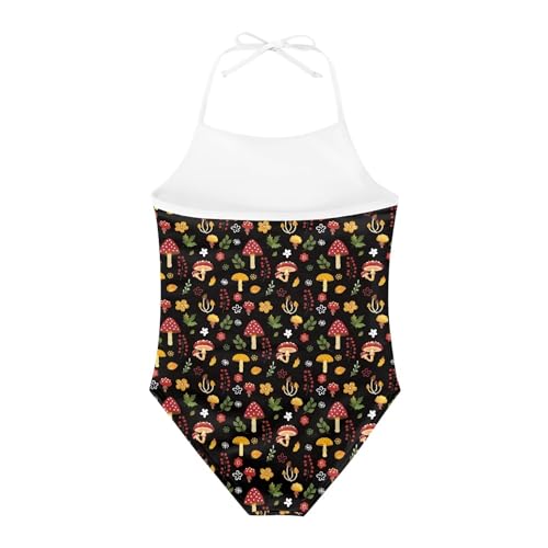 Image of Cute Backless One Piece Swimsuits for Girls Adjustable Halter Strap Bathing Suit Beach Swimwear for Girls