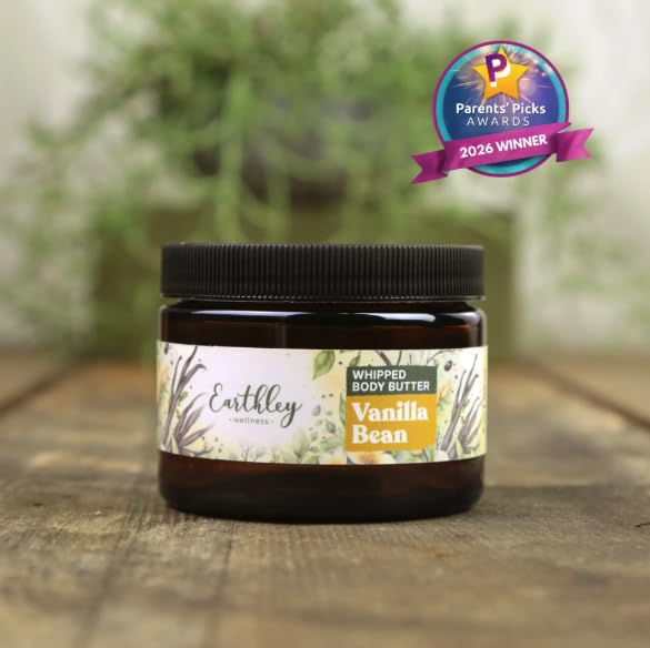Earthley Wellness Whipped Body Butter Vanilla, Natural Body Butter with Mango Butter & Apricot Oil, Nourishing Skin Butter for Dry Skin, Ultra-Hydrating & Soothing Moisturizer (8 oz)