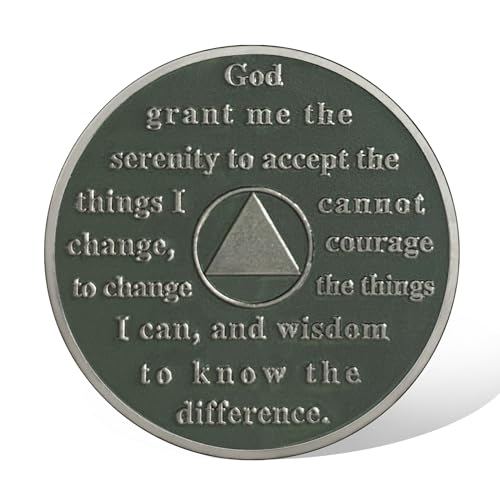 Colourful Skull Sobriety Coin Sobriety Chip Alcoholics Anonymous Medallion AA Chips and Medallion Serenity Prayer Coin Recovery Coins Anniversary Token Sober Gifts for Men Women - Image 3