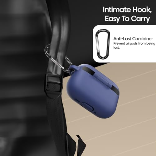 Image of Sounce Earphone Case Cover Compatible with Airpods Pro 3 / 3rd Generation TWS Soft Silicone Skin Case Cover Shock Absorbing Protective Case with Keychain [Front LED Visible] - Blue