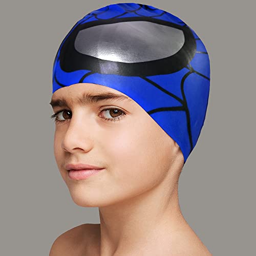 Vsidea 2 Pack Kids Swim Cap (Age 3-12), Durable Silicone Swimming Cap For Kids Youths, Kids Swimming Caps Unisex Waterproof Water Sports Hat #TOP6