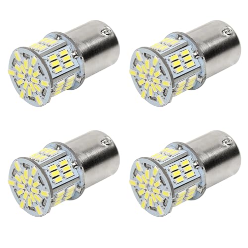 Menibeuty 4PCS Bombilla P21 5W, 6500K P21W LED, Luces LED Coche Luces Traseras, 54SMD 12V, para Lucess De Marcha Atrás De Camiones, Lucess Traseras