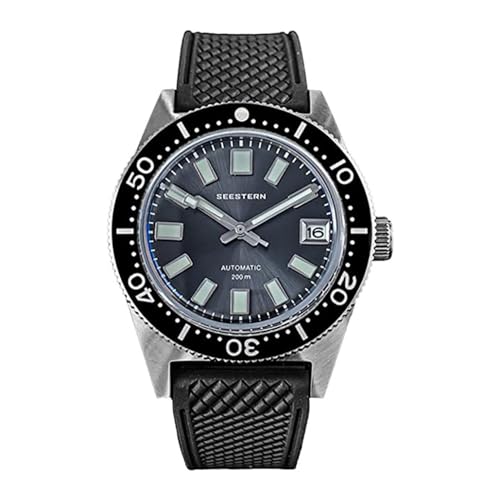 Seestern S407 Automatico Acciaio Teal Blu Ceramica Datario Diver Orologio Uomo
