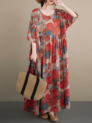 Image of Oversized Dress for Women Flowy Boho Plus Size Dresses Floral Print