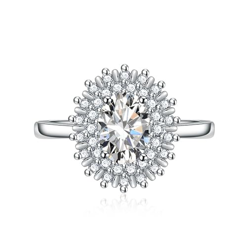 Cubic Zirconia Adjustable Rings for Women, 6 * 8MM CZ Open Statement Wedding Promise Rings for Her