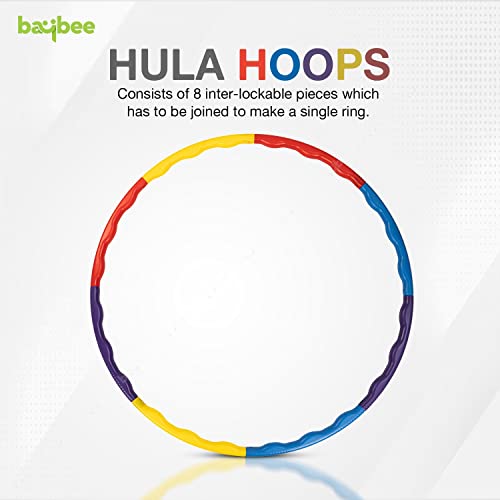 Image of Baybee Adjustable Detachable Hula Hoop for Kids & Adults with 8 Interlocking Pieces | Fitness Ring for Exercise, Dance & Fun Play | Indoor Outdoor Hoops Toy for Boys, Girls & Women (Multicolour)