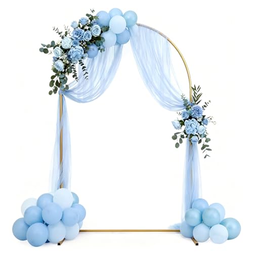 Suporte de arco de casamento, XRCHAA 2,2 m suporte de balões de ouro de metal com flores, armação de arco de balões para aniversários, aniversário, casamento, cerimónia, graduação