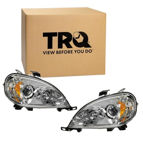 Image of TRQ 2 Piece Headlight Assembly Set Driver & Passenger Side Compatible with 2002-2003 Mercedes-Benz ML320 ML55 AMG 2003-2005 ML350 2002-2005 ML500 MB2502114 MB2503114