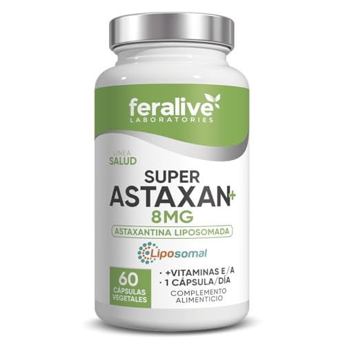 Feralive Laboratories Super Astaxan+ 60 Cápsulas – Astaxantina Liposomada + Vitamina E + Vitamina A – Suplemento para Protección Celular, Piel y Visión