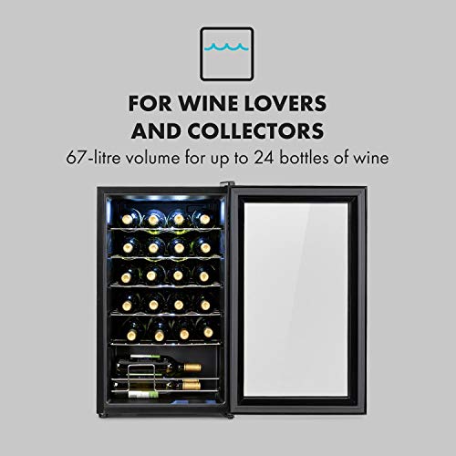 Klarstein Shiraz Uno - Wine Refrigerator, Temperatures: 5-18 ° C, Energy Efficiency Class A, 42 dB, Soft-Touch Control Panel, 4 Shelves, Space for 20 Bottles of Wine, - Image 5