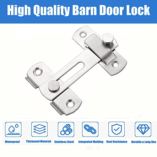 Litensh Sliding Barn Door Lock, Stainless Steel Gate Latch Flip Slide Latch Hardware - Image 2