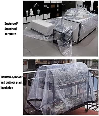 Miniatura 6 de Lona transparente con ojales, 10 x 10 pies con 1 rollo de cuerdas antidesgarros, lonas impermeables para exteriores, cubiertas transparentes de