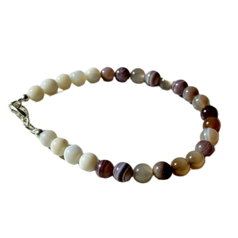 Bracelet agate botswana et jade blanc pour illuminer votre style bohème