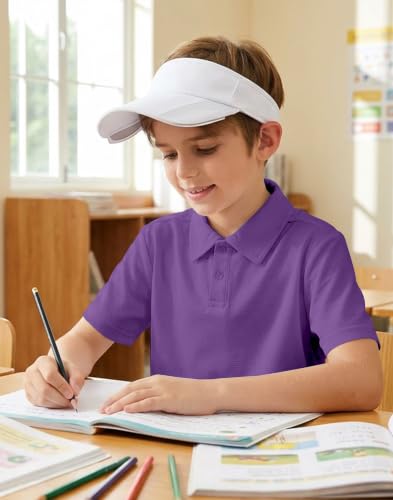 Image of MIVEI Kids' Performance School Uniform Polo Shirt Breathable UPF50+ | Youth Boys Girls Short Sleeve Golf Collared Shirts Grid Dry Fit Wrinkle Free Stretch Lightweight Cool Athletic Button Dress
