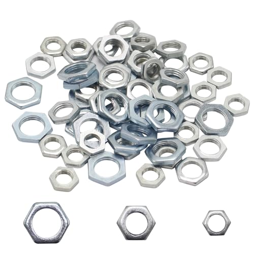 Lot de 60 écrous hexagonaux M8 M10 M12 Filetage fin Écrou plat galvanisé pour salle de bain cuisine meubles lampes