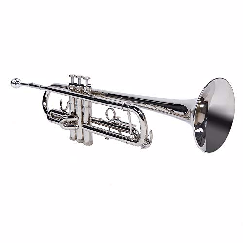 Kcelarec Brass Standard B Trumpet Instrument with Case,Gloves, for Student Beginner (Silver)