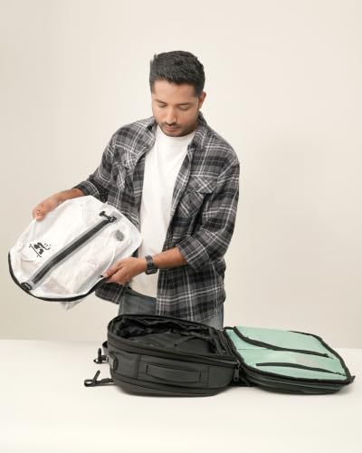 Image of Travel Likes Me Storage Vacuum Bags - Travel Essentials,Clothes Packing,Large Ziplock Bag with Vacuum,AirZip Lock Compression,Backpack Clothing,Space Suction (White, Black, 18L without pump)