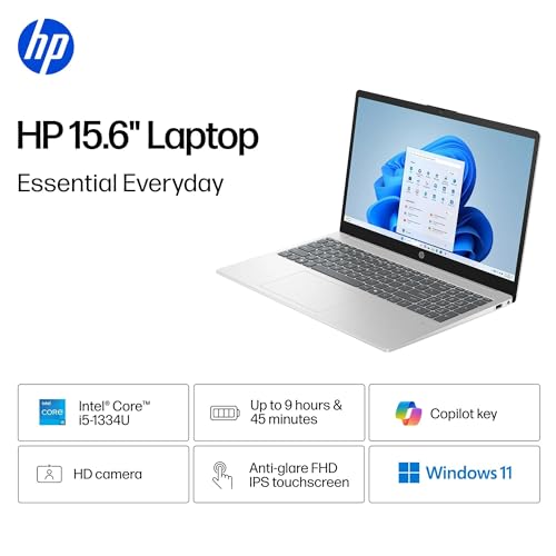 Image of HP 15.6 inch FHD Touchscreen Laptop, Intel 10-Core i5-1334U(Beat i7-1255U Up to 4.6GHz) 16GB RAM 1TB SSD, Win11 WiFi6 Numeric Keypad Fast Charging for Business & Students w /GM Accessory Natural Silver