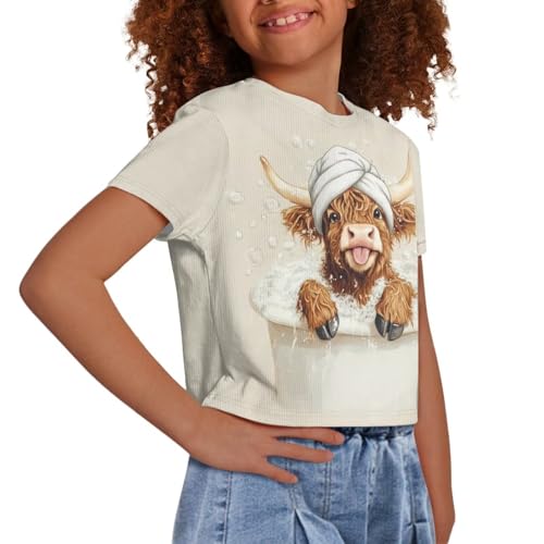 Image of Kids Crop Top Short Sleeve T-Shirts for Girls Size 5-14